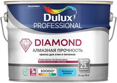 Dulux Professional Diamond Алмазная Прочность матовая износостойкая краска для стен и потолков Dulux Professional Diamond Алмазная Прочность матовая износостойкая краска для стен и потолков