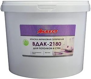 Аквест ВДАК-2180 краска акриловая супербелая для потолков и стен недорого с доставкой