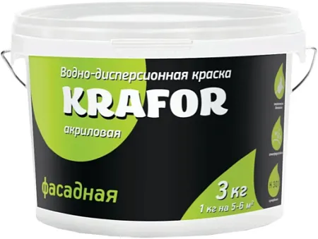Крафор Фасадная водно-дисперсионная акриловая атмосферостойкая краска Крафор Фасадная водно-дисперсионная акриловая атмосферостойкая краска