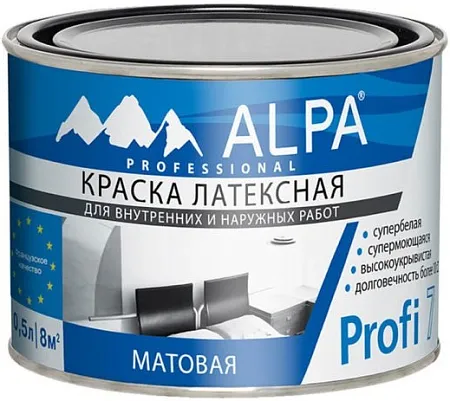 Alpa Profi 7 краска латексная супермоющаяся супербелая Alpa Profi 7 краска латексная супермоющаяся супербелая