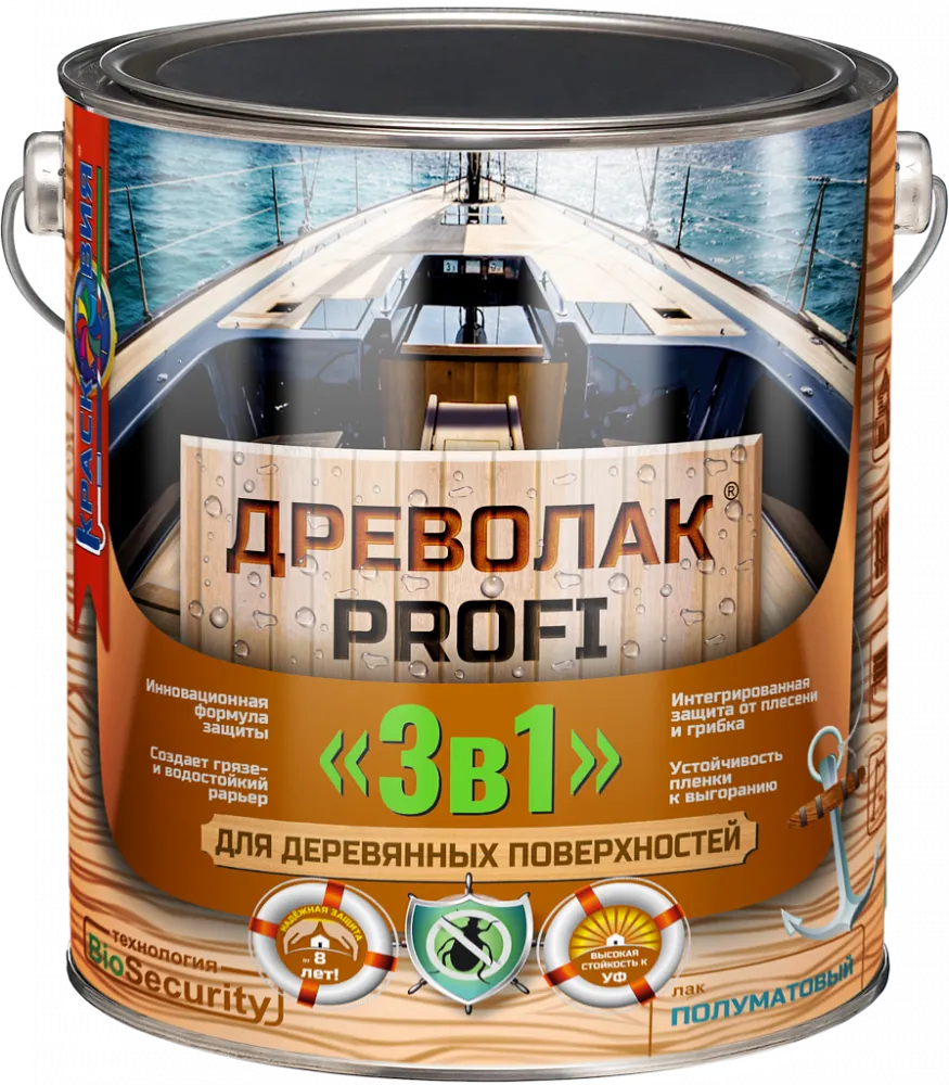 Древолак PROFI «3 в 1» Бесцветный (износостойкий полуматовый лак «3 в 1» для дерева) Древолак PROFI «3 в 1» Бесцветный (износостойкий полуматовый лак «3 в 1» для дерева) недорого с доставкой