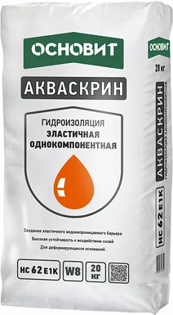 Основит Акваскрин HC 62 E1K гидроизоляция эластичная однокомпонентная Основит Акваскрин HC 62 E1K гидроизоляция эластичная однокомпонентная недорого с доставкой