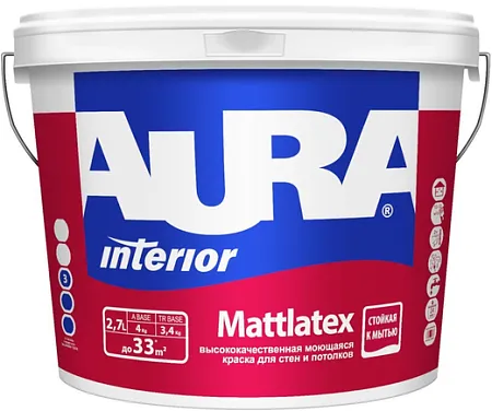 Аура Interior Mattlatex высококачественная моющаяся краска для стен и потолков Аура Interior Mattlatex высококачественная моющаяся краска для стен и потолков