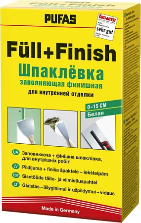 Пуфас Full+Finish Spachtel шпаклевка заполняющая финишная для внутренней отделки Пуфас Full+Finish Spachtel шпаклевка заполняющая финишная для внутренней отделки