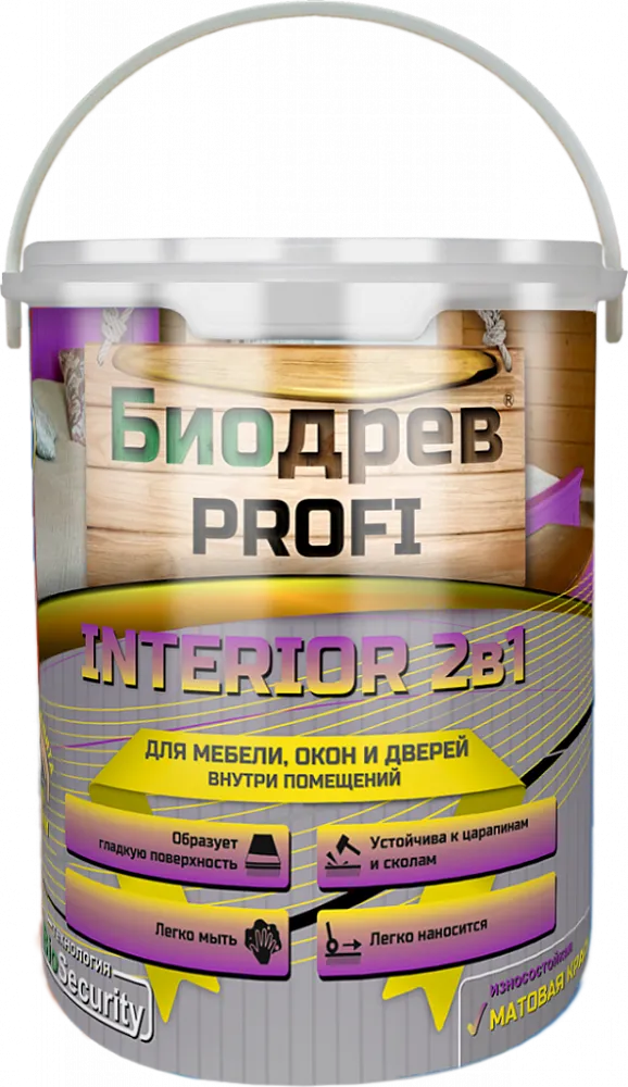 Биодрев PROFI «INTERIOR 2в1» (износостойкая матовая краска для мебели, окон и дверей) Биодрев PROFI «INTERIOR 2в1» (износостойкая матовая краска для мебели, окон и дверей) недорого с доставкой