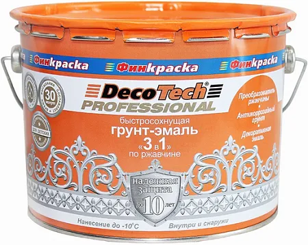 Decotech Professional грунт-эмаль 3 в 1 по ржавчине быстросохнущая Decotech Professional грунт-эмаль 3 в 1 по ржавчине быстросохнущая