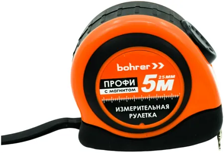 Bohrer Профи рулетка с автостопом и магнитным зацепом Bohrer Профи рулетка с автостопом и магнитным зацепом недорого с доставкой