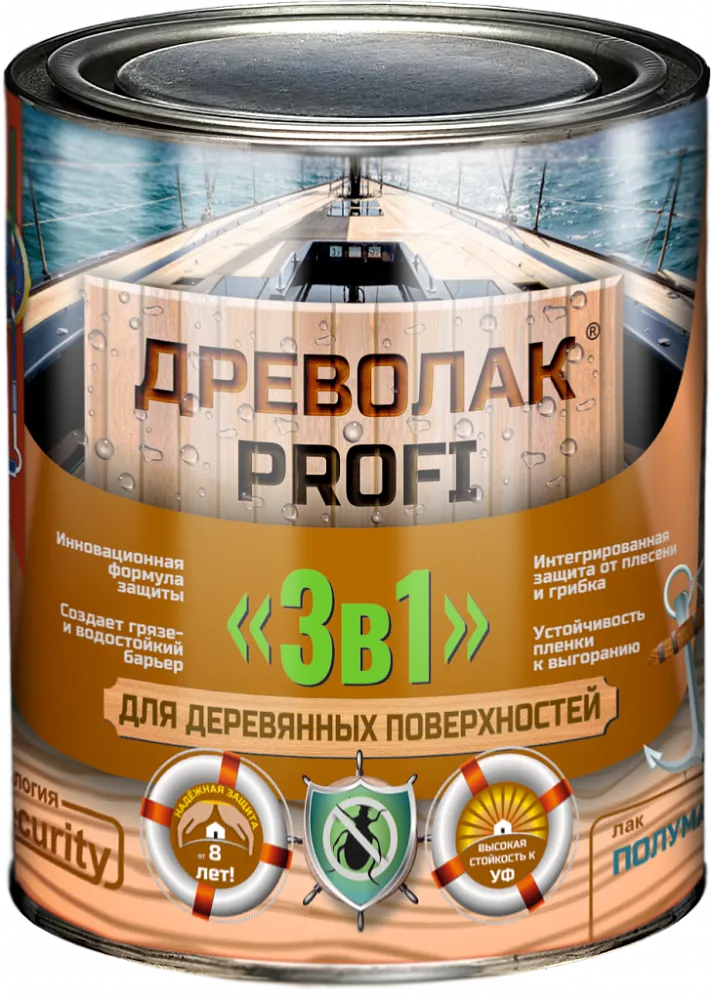 Древолак PROFI «3 в 1» (износостойкий полуматовый лак «3 в 1» для дерева) Древолак PROFI «3 в 1» (износостойкий полуматовый лак «3 в 1» для дерева) недорого с доставкой