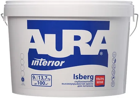 Аура Interior Isberg краска для потолков глубокоматовая высокоукрывистая Аура Interior Isberg краска для потолков глубокоматовая высокоукрывистая