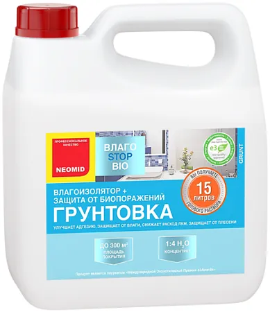 Неомид ВлагоStop Bio грунтовка-влагоизолятор защита от биопоражений Неомид ВлагоStop Bio грунтовка-влагоизолятор защита от биопоражений