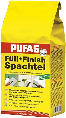 Пуфас Full+Finish Spachtel шпаклевка заполняющая финишная для внутренней отделки Пуфас Full+Finish Spachtel шпаклевка заполняющая финишная для внутренней отделки