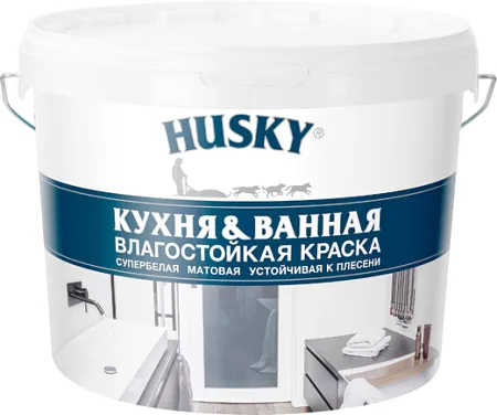 Хаски Кухня & Ванная влагостойкая краска устойчивая к плесени Хаски Кухня & Ванная влагостойкая краска устойчивая к плесени