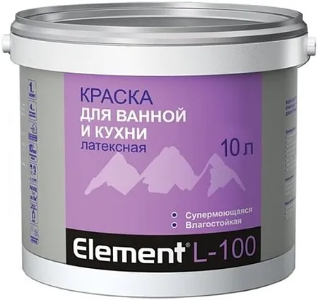 Alpa Element L-100 краска для ванной и кухни латексная супермоющаяся Alpa Element L-100 краска для ванной и кухни латексная супермоющаяся
