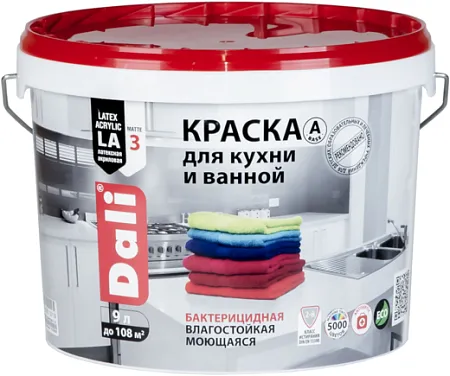 Dali краска для кухни и ванной латексная акриловая Dali краска для кухни и ванной латексная акриловая