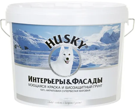 Хаски Интерьеры & Фасады краска моющаяся и грунт биозащитный Хаски Интерьеры & Фасады краска моющаяся и грунт биозащитный