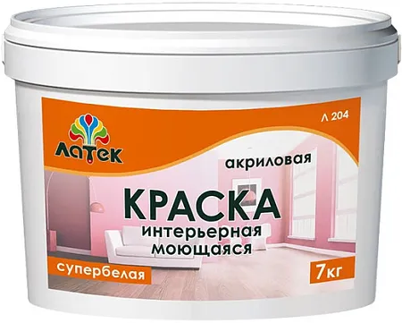 Латек Л 204 акриловая краска интерьерная моющаяся Латек Л 204 акриловая краска интерьерная моющаяся