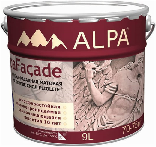 Alpa Facade краска фасадная матовая на основе смол Pliolite Alpa Facade краска фасадная матовая на основе смол Pliolite
