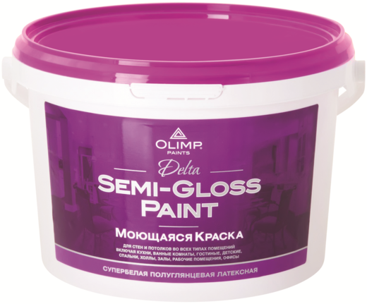 Олимп Delta Semi-Gloss Paint интерьерная моющаяся акриловая краска Олимп Delta Semi-Gloss Paint интерьерная моющаяся акриловая краска