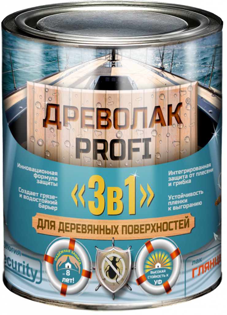 Древолак PROFI «3 в 1» (износостойкий глянцевый лак «3 в 1» для дерева)