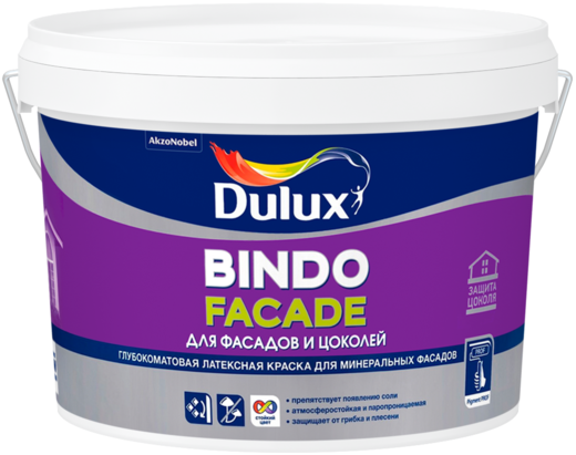 Dulux Professional Bindo Fasade для Фасадов и Цоколей глубокоматовая латексная краска для минеральных фасадов Dulux Professional Bindo Fasade для Фасадов и Цоколей глубокоматовая латексная краска для минеральных фасадов