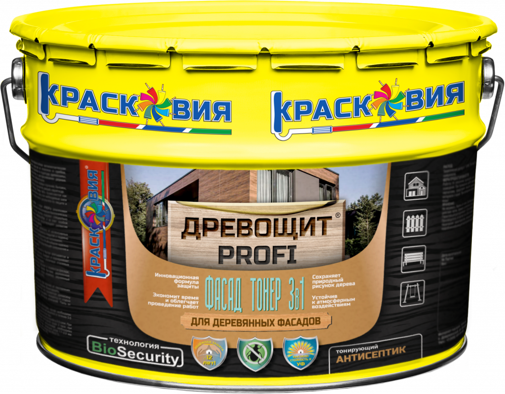 Древощит PROFI «Фасад Тонер 3в1» (тонирующая антисептическая пропитка)