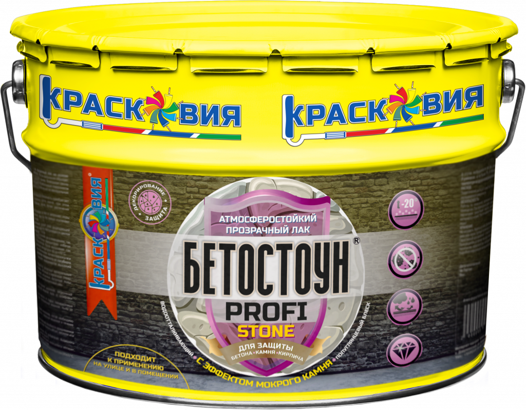 Бетостоун PROFI «STONE» (атмосферостойкий полуглянцевый лак с эффектом «мокрый камень»)