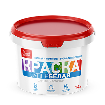 Краска "Для стен и потолков Супербелая" 14 кг