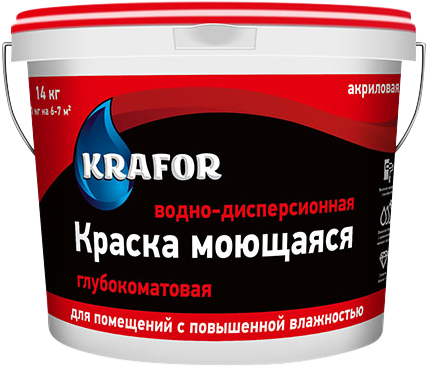 Крафор водно-дисперсионная краска акриловая моющаяся интерьерная Крафор водно-дисперсионная краска акриловая моющаяся интерьерная