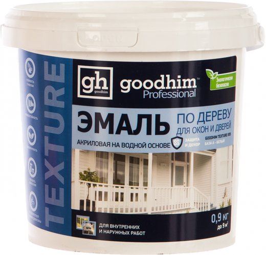 Goodhim Texture 655 эмаль по дереву для окон и дверей акриловая на водной основе Goodhim Texture 655 эмаль по дереву для окон и дверей акриловая на водной основе
