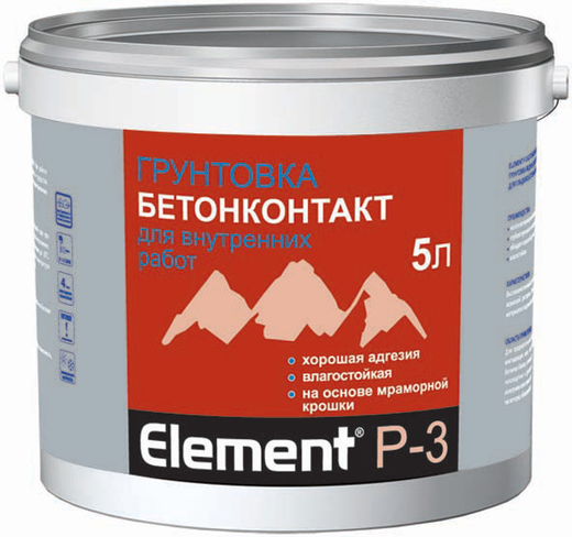 Alpa Element Бетон-контакт P-3 грунтовка влагостойкая для внутренних работ Alpa Element Бетон-контакт P-3 грунтовка влагостойкая для внутренних работ