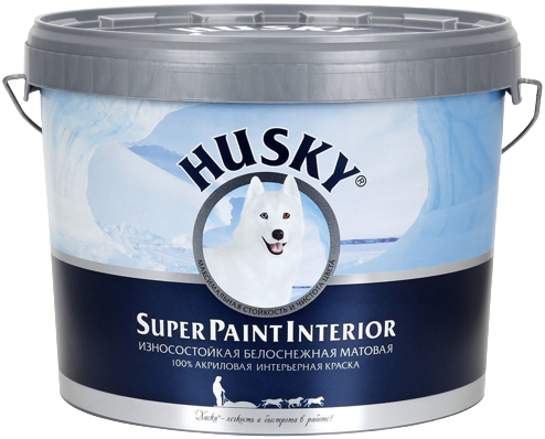 Хаски Super Paint Interior краска износостойкая матовая 100% акриловая интерьерная Хаски Super Paint Interior краска износостойкая матовая 100% акриловая интерьерная