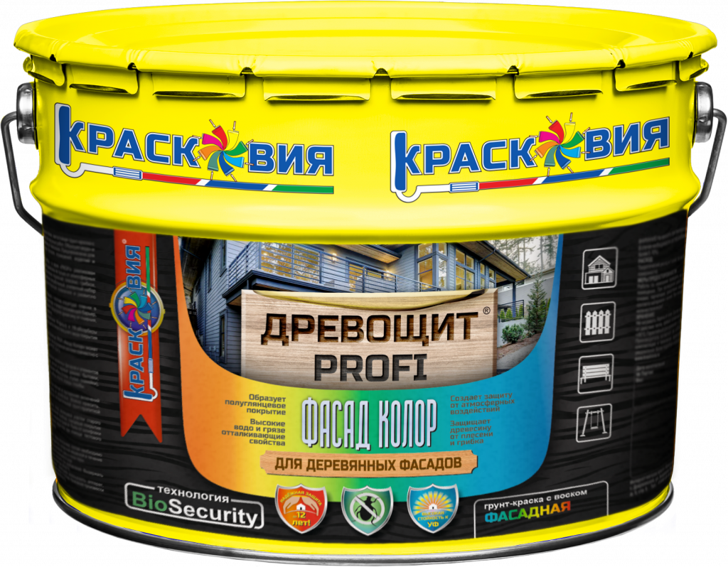 Древощит PROFI "Фасад Колор 2 в 1" (грунт-краска с защитой от плесени и грибка)