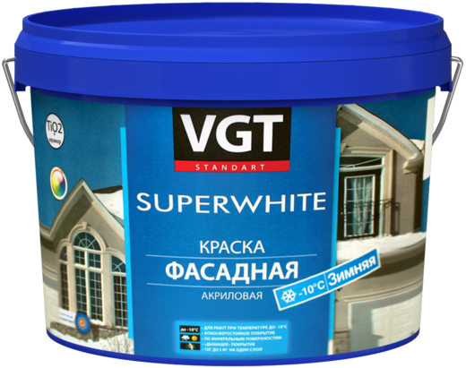 ВГТ ВД-АК-1180 Superwhite краска фасадная акриловая зимняя ВГТ ВД-АК-1180 Superwhite краска фасадная акриловая зимняя