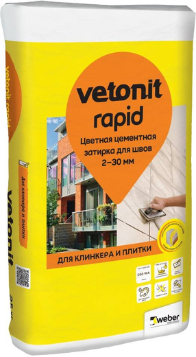 Вебер Ветонит Rapid цветная цементная затирка для швов 2-30 мм Вебер Ветонит Rapid цветная цементная затирка для швов 2-30 мм