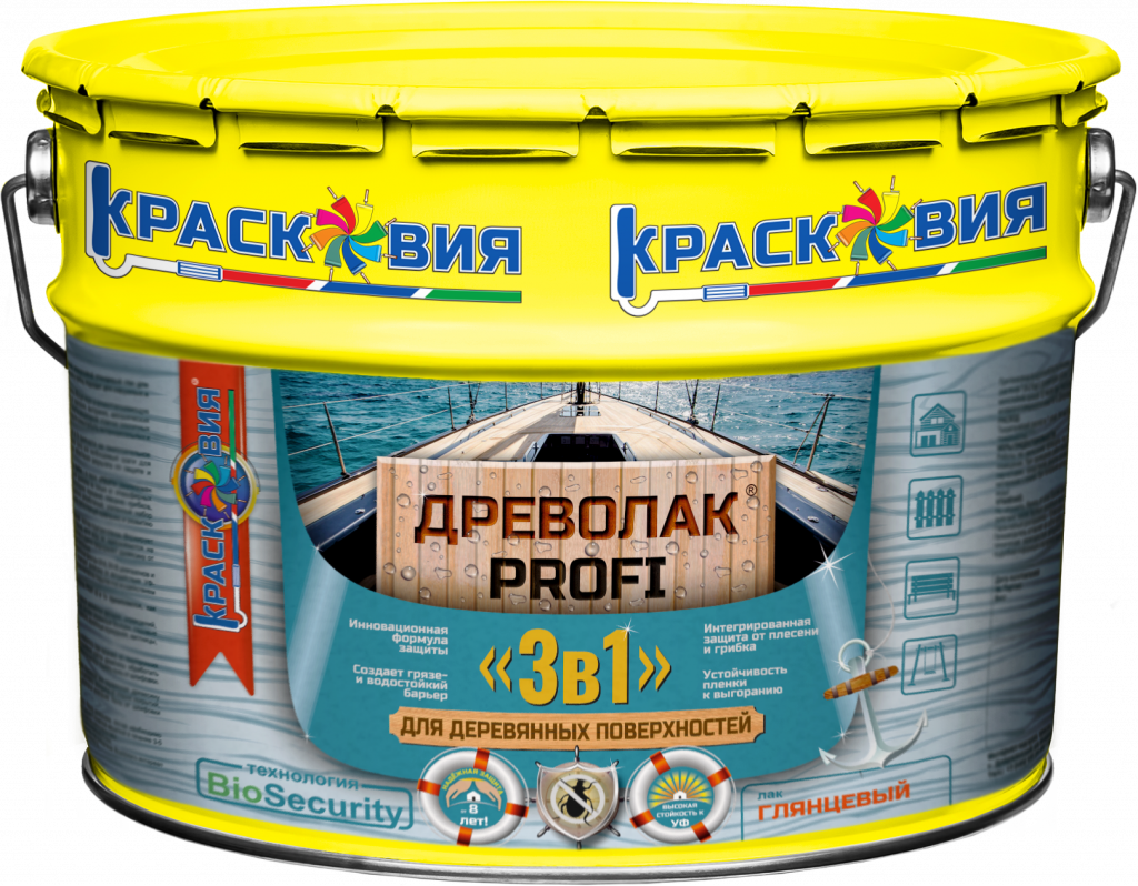 Древолак PROFI «3 в 1» (износостойкий глянцевый лак «3 в 1» для дерева)