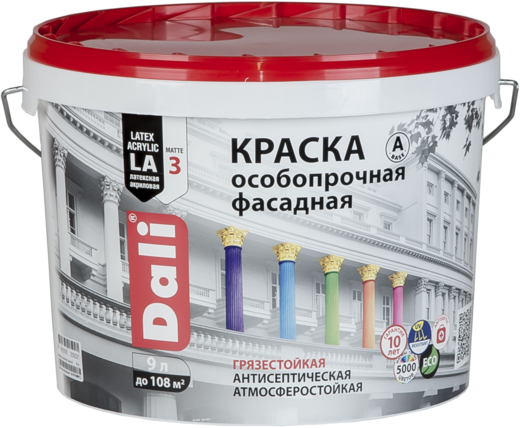 Dali краска особопрочная фасадная акриловая латексная Dali краска особопрочная фасадная акриловая латексная