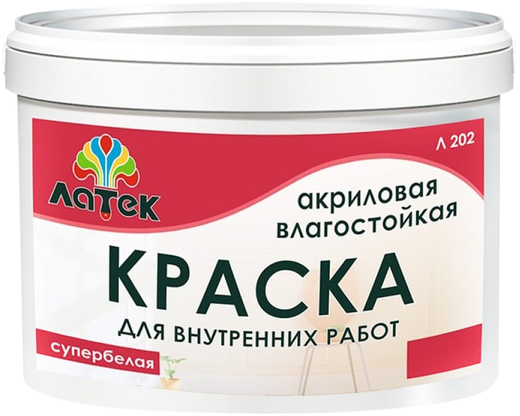 Латек Л 202 акриловая влагостойкая краска для внутренних работ Латек Л 202 акриловая влагостойкая краска для внутренних работ
