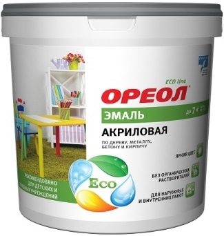 Ореол Eco Line эмаль акриловая по дереву, металлу, бетону и кирпичу Ореол Eco Line эмаль акриловая по дереву, металлу, бетону и кирпичу