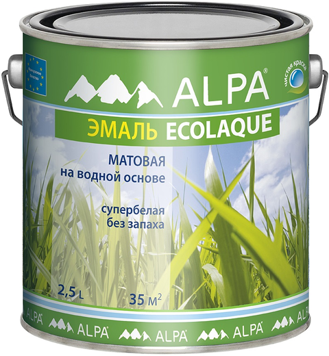 Alpa Ecolaque эмаль на водной основе супербелая Alpa Ecolaque эмаль на водной основе супербелая