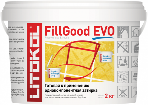 Литокол Fillgood Evo однокомпонентная полиуретановая затирка на водной основе Литокол Fillgood Evo однокомпонентная полиуретановая затирка на водной основе