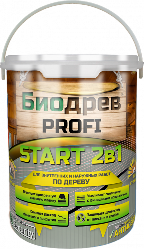 Биодрев PROFI «START 2в1» (грунт-пропитка с защитой от плесени и грибка)