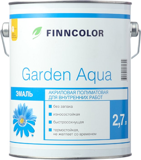 Финнколор Garden Aqua эмаль акриловая полуматовая для внутренних работ Финнколор Garden Aqua эмаль акриловая полуматовая для внутренних работ