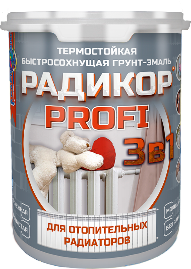 Радикор PROFI «3 в 1» (термостойкая грунт-эмаль без запаха для радиаторов и батарей)