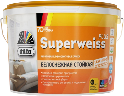 Dufa Retail Superweiss Plus акриловая глубокоматовая краска белоснежная стойкая