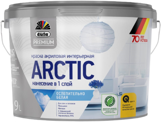 Dufa Premium Arctic краска акриловая интерьерная ослепительно белая Dufa Premium Arctic краска акриловая интерьерная ослепительно белая