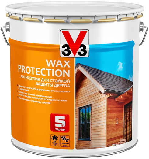 V33 Wax Protection антисептик для стойкой защиты дерева с добавлением воска V33 Wax Protection антисептик для стойкой защиты дерева с добавлением воска