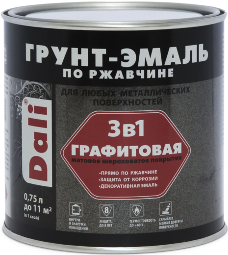 Dali Графитовая грунт-эмаль по ржавчине 3 в 1