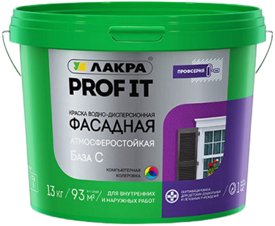Лакра Prof It краска водно-дисперсионная фасадная атмосферостойкая Лакра Prof It краска водно-дисперсионная фасадная атмосферостойкая