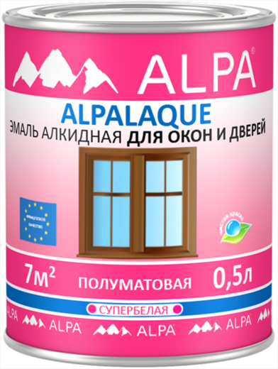 Alpa Alpalaque эмаль алкидная для окон и дверей супербелая