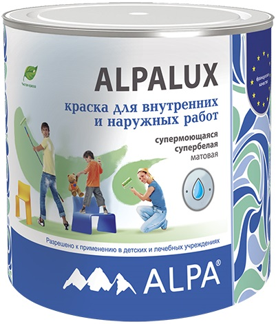 Alpa Alpalux краска акриловая для стен и потолков супербелая Alpa Alpalux краска акриловая для стен и потолков супербелая